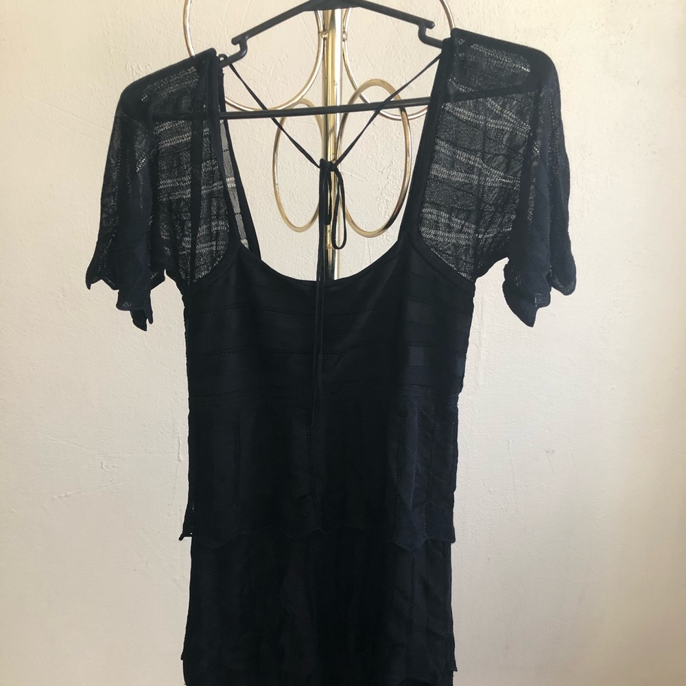 Marciano Black Knit Dress with Scoop Back